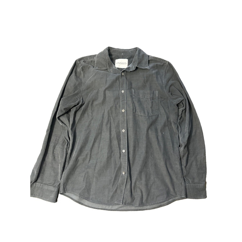 Closed Of Germany Corduroy Shirt Gray Mens Size Medium Made In Portugal